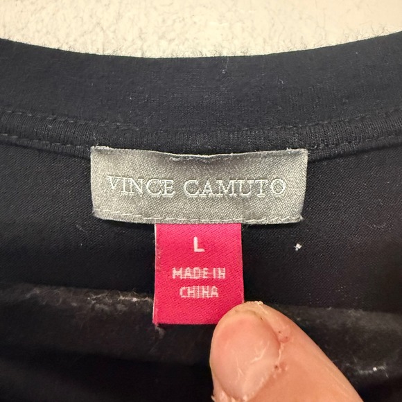 Vince Camuto Maxi Dress Women L Black Excellent High Low Embroidered Trim - Picture 4 of 7